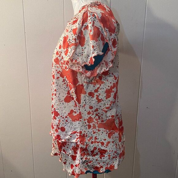 Signature by Larry Levine Multi-Layer Short Sleeve Scoop Neck Womens Top Size XL - Picture 4 of 10